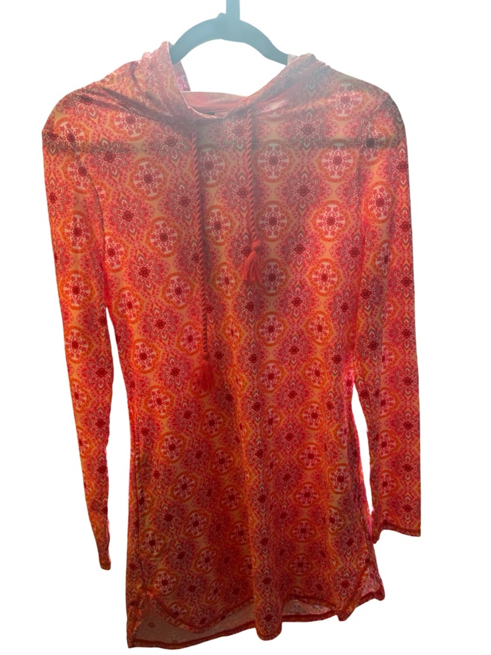 NWT AQUA ET SOL pattern hooded cover up size S